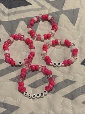 megan moroney cloud 9 tour inspired pink and white beaded bracelets